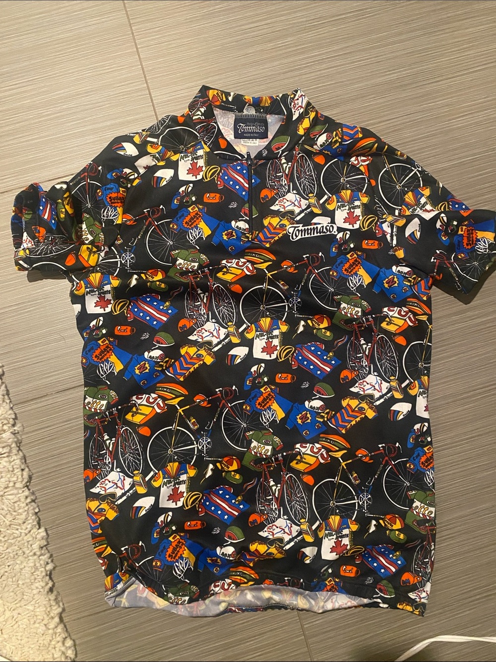 Tommaso Men's Black Short-Sleeve Cycling Jersey with Multicolor Print